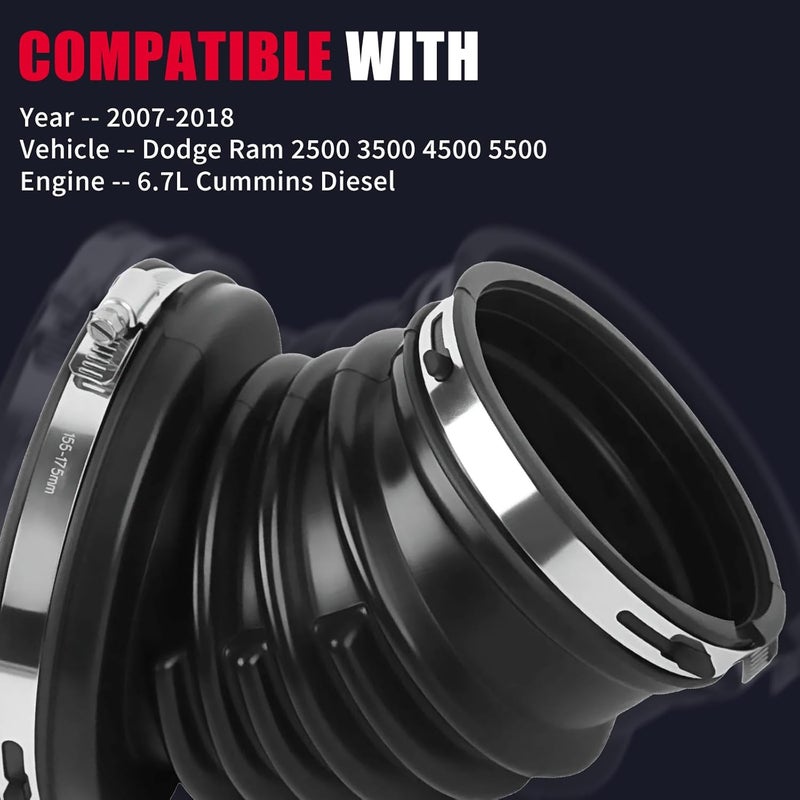 KOROP 6.7 Cummins Air Intake Hose Resonator Upper Tube Replaces 53032944AL Compatible with Dodge Ram 2007–2018 2500 3500 4500 5500 for 6.7L Cummins Diesel Engine Air Intake Hose Duct Tube - Image 2